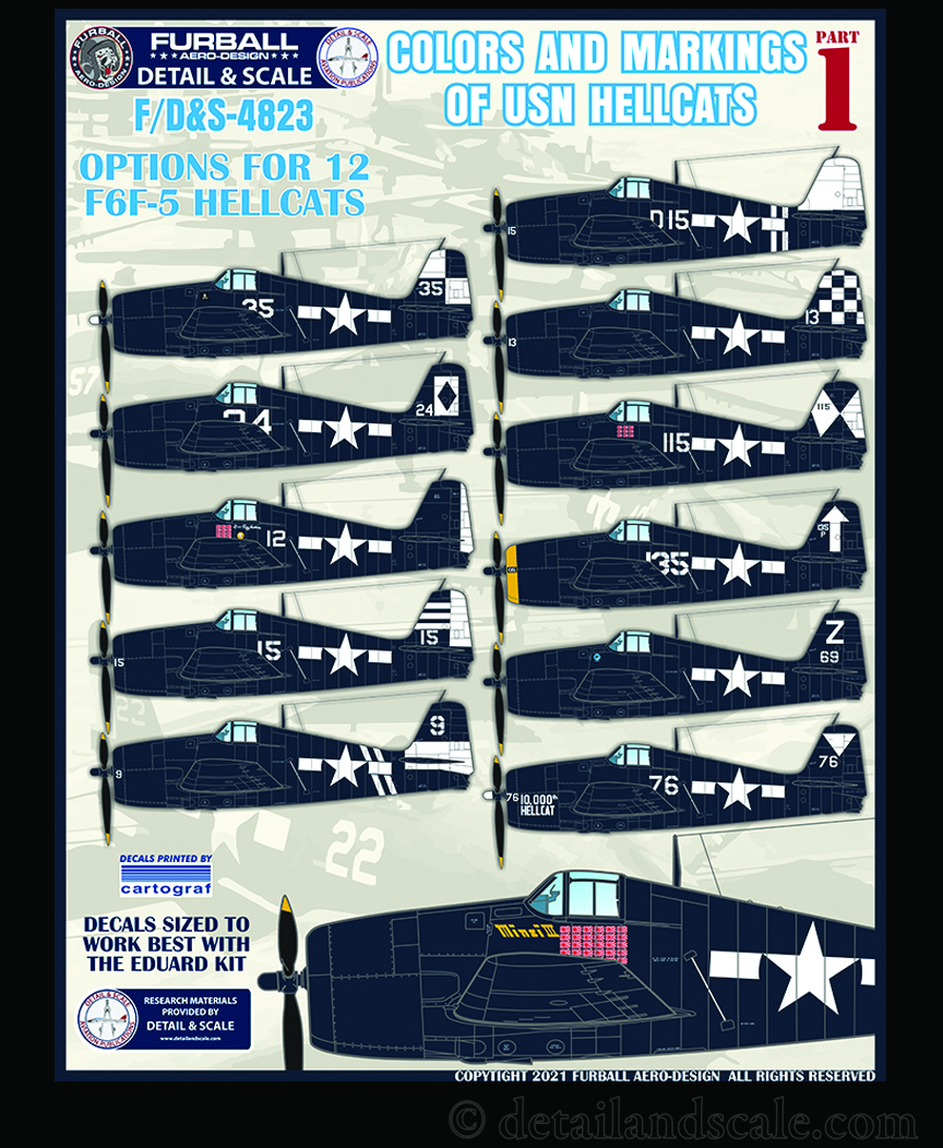 VF-12/ VF-29 Grumman F6F-5 Hellcat Aces Microscale Decal 1:48  #MS48-1041 