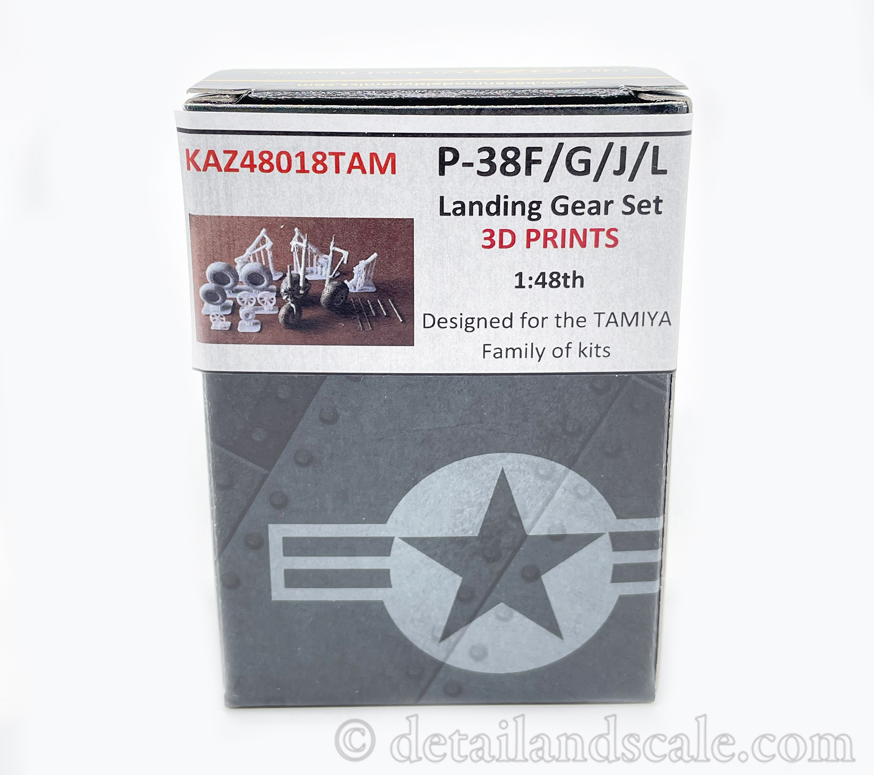 Kazan Model Dynamics P-38F/G/J/L Landing Gear Set (for the Tamiya Kit) 1:48  Scale % - Detail and Scale tail & Scale